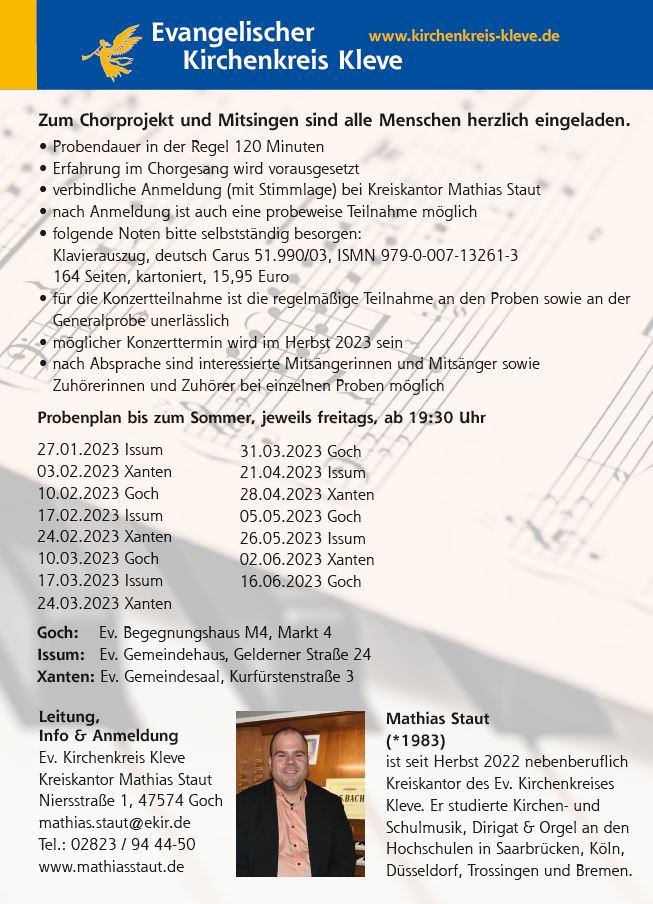 1. Plakat Chorprojekt und Mitsingen
