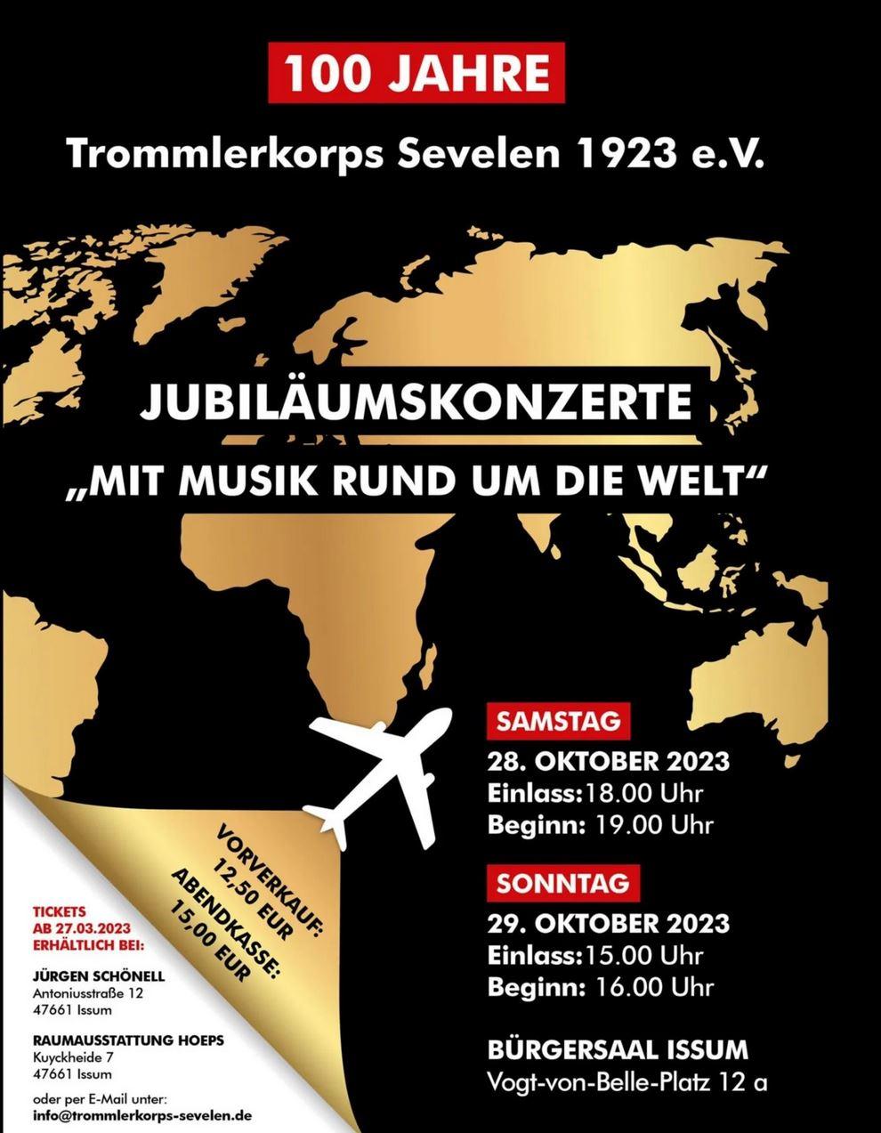 Plakat zum Jubiläumskonzert des Trommlerkorps Sevelen