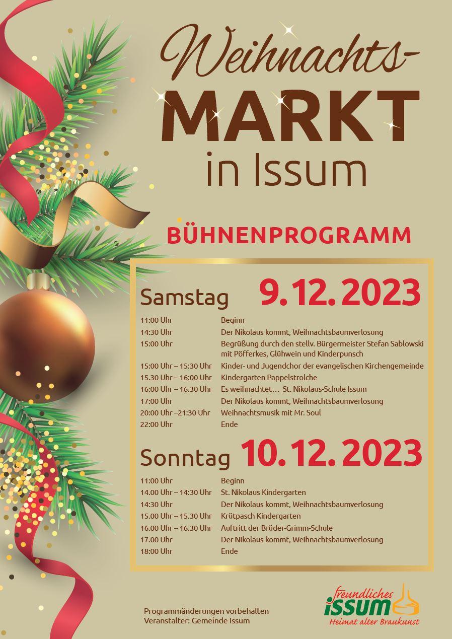 Das Bühnenprogramm des Issumer Weihnachtsmarkts 2023
