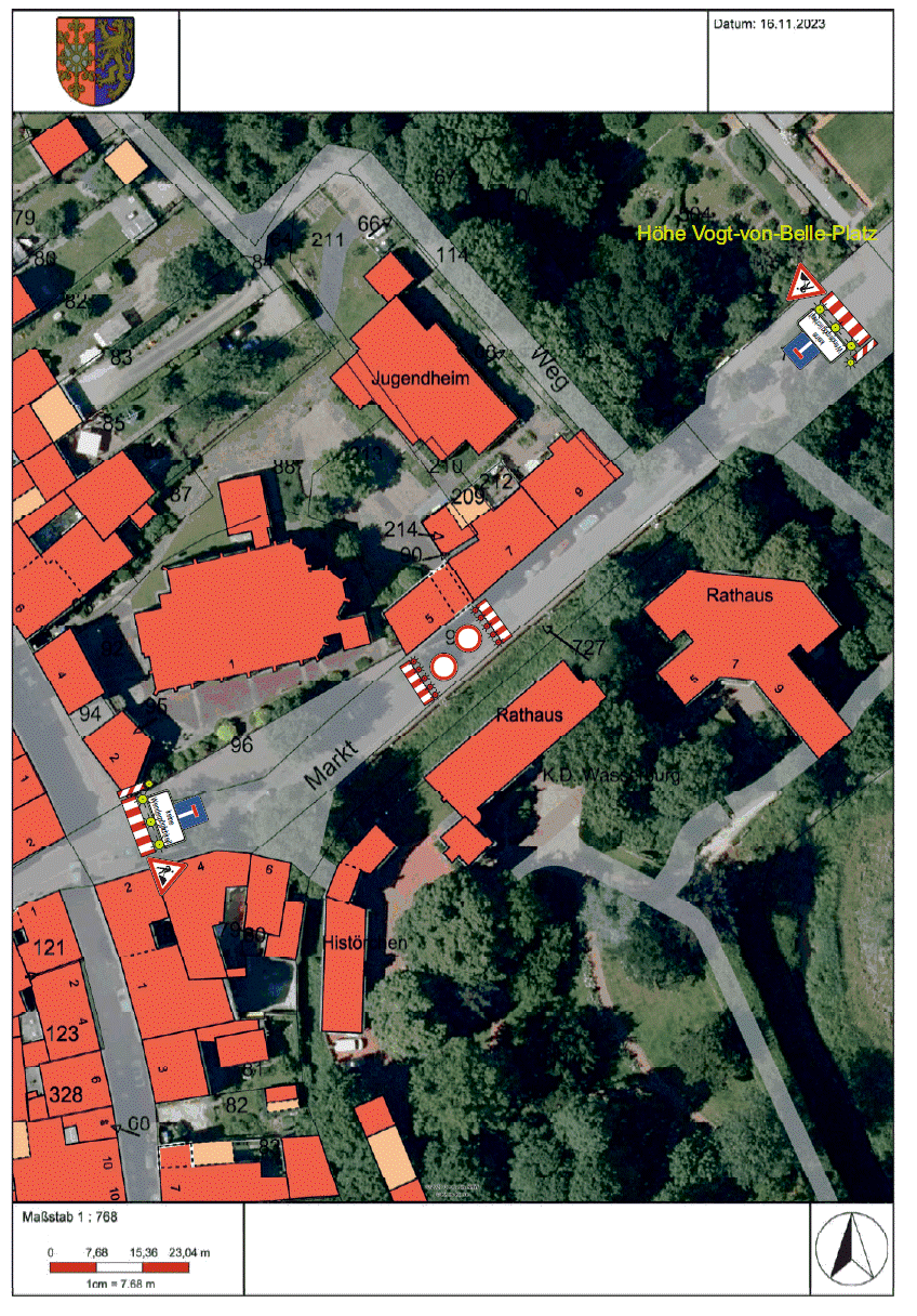 Plan der Straßensperrung Markt 5 - 7