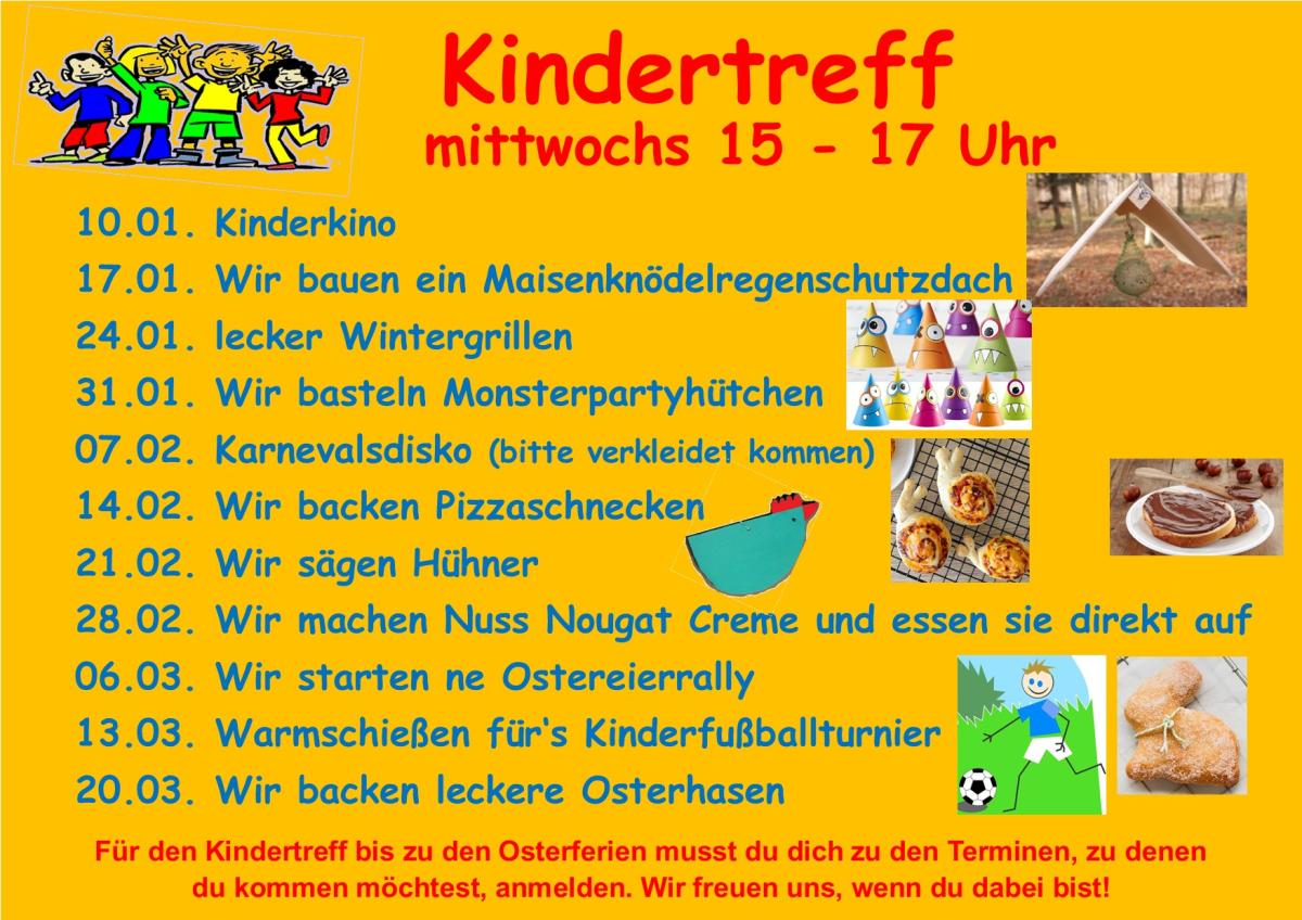Plakat zum Kindertreff im Jugendheim ab Januar 2024