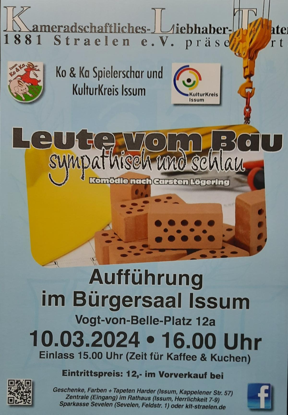 Leute vom Bau - sympathisch und schlau. Plakat zur Aufführung.