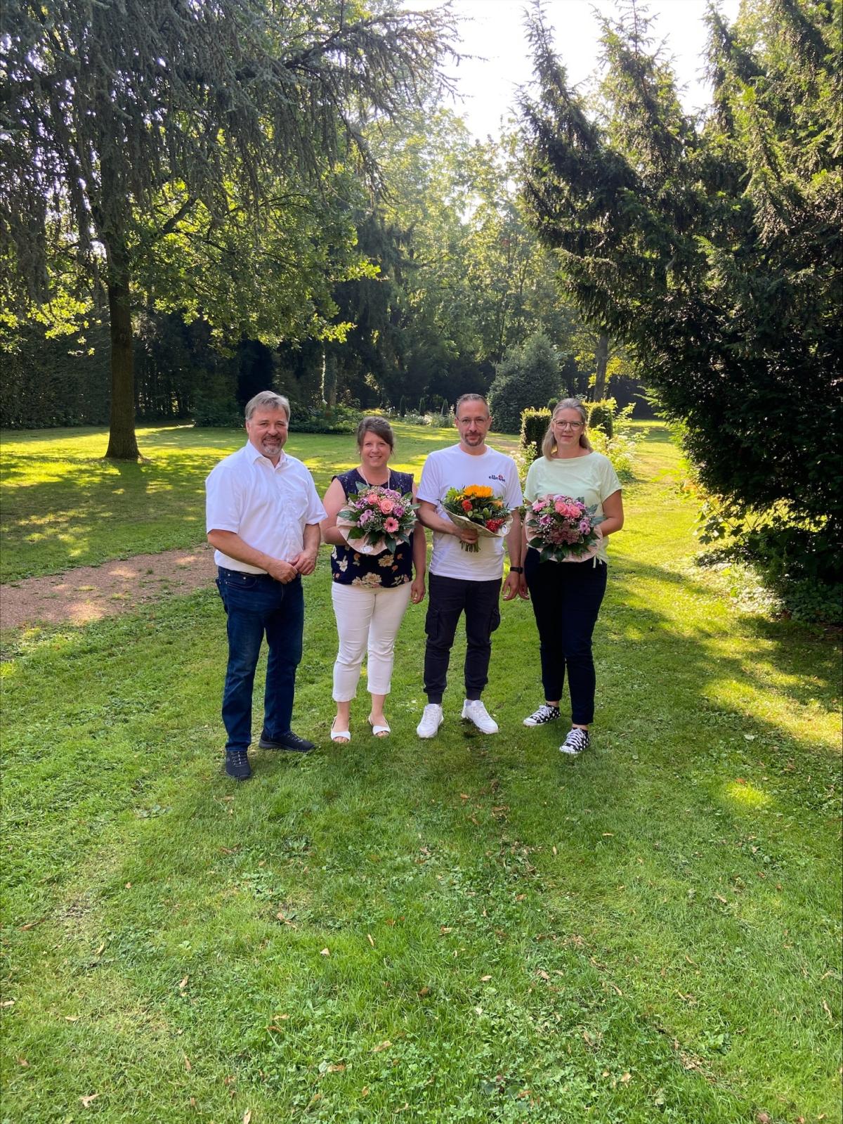 Foto vlnr. Bürgermeister Clemens Brüx, Verena Mager, Tom Ehbets, Silvia Meier