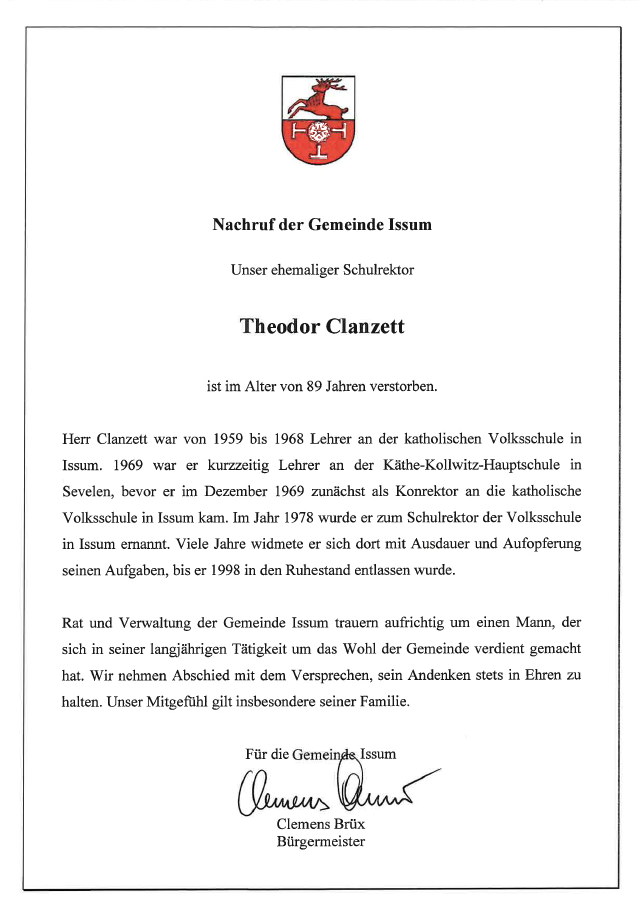 Nachruf Clanzett