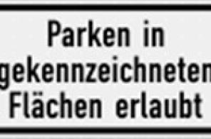 Verkehrszeichen Parken in gekennzeichneten Flächen