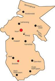 Karte der Gemeinde Issum und ihren Ortschaften