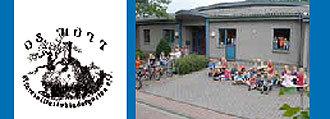 Logo und Außenansicht des Kindergarten Os Hött