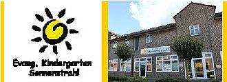 Logo und Außenansicht des Kindergarten Sonnenstrahl