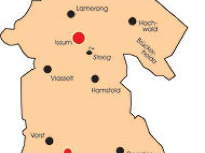 Karte der Gemeinde Issum und ihren Ortschaften