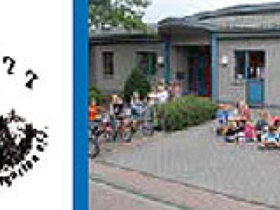 Logo und Außenansicht des Kindergarten Os Hött