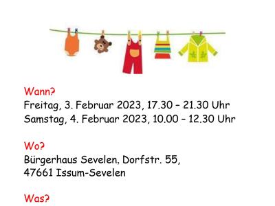 Flyer der Kinderkleidung- und Spielzeugbörse im Februar 2023