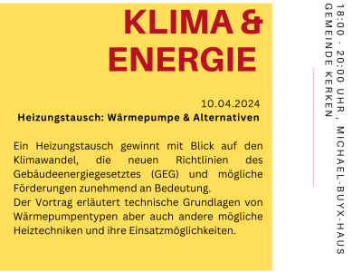 Veranstaltung Heizungstausch: Wärmepumpe & Alternativen 10.04.2024