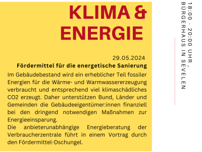 Veranstaltung Fördermittel für die energetische Sanierung 29.05.2024